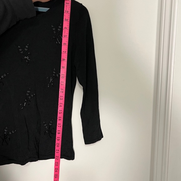 Debbie Shuchat Montreal Designer Hand Beaded Vintage Black Top 3/4 Length Sleeve - Picture 9 of 9